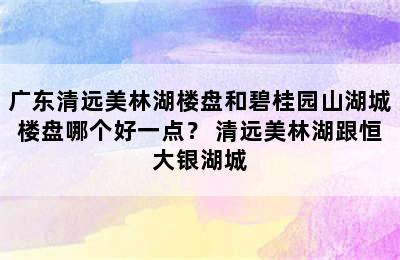 广东清远美林湖楼盘和碧桂园山湖城楼盘哪个好一点？ 清远美林湖跟恒大银湖城